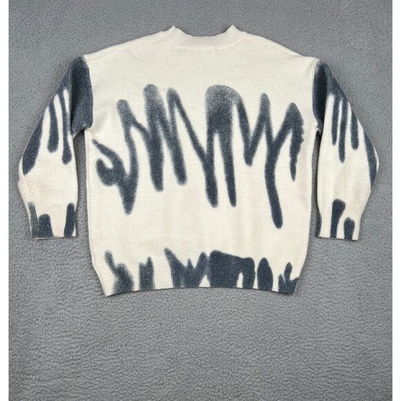 Lelis Collection Womens Sweater Abstract Graffiti Spray Paint Cream/Black XS - Picture 3 of 9
